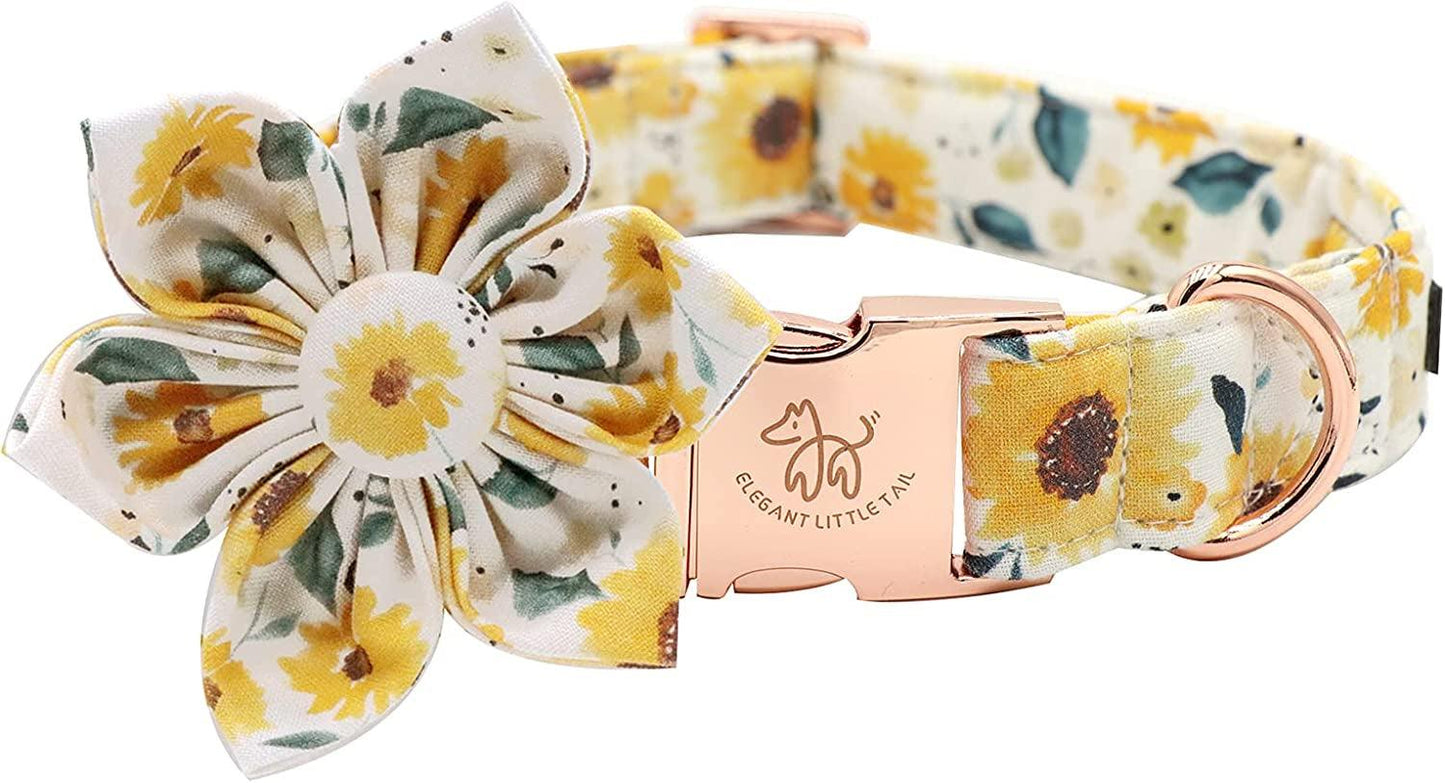 Sunflower Girl Dog Collar for Female Dogs, Pet Collar Adjustable Dog Collars with Flower Gift for Medium Dogs