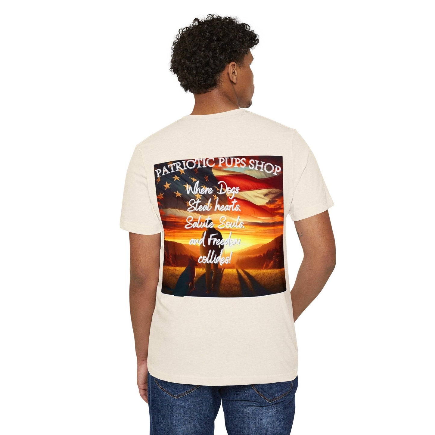 Patriotic Pups Slogan Recycled Organic T-Shirt πΊπΈπ±