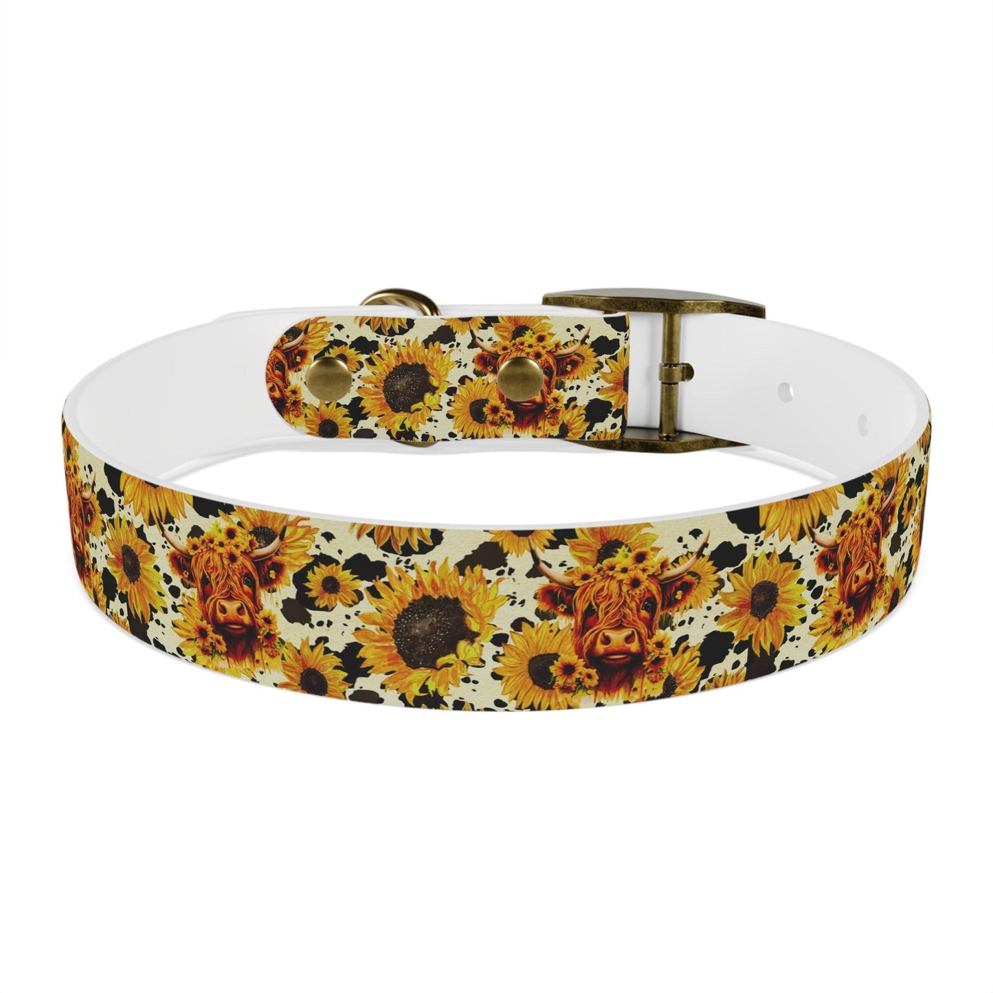 Sunshine Moo: Fluffy Cow and Sunflower Dog Collar