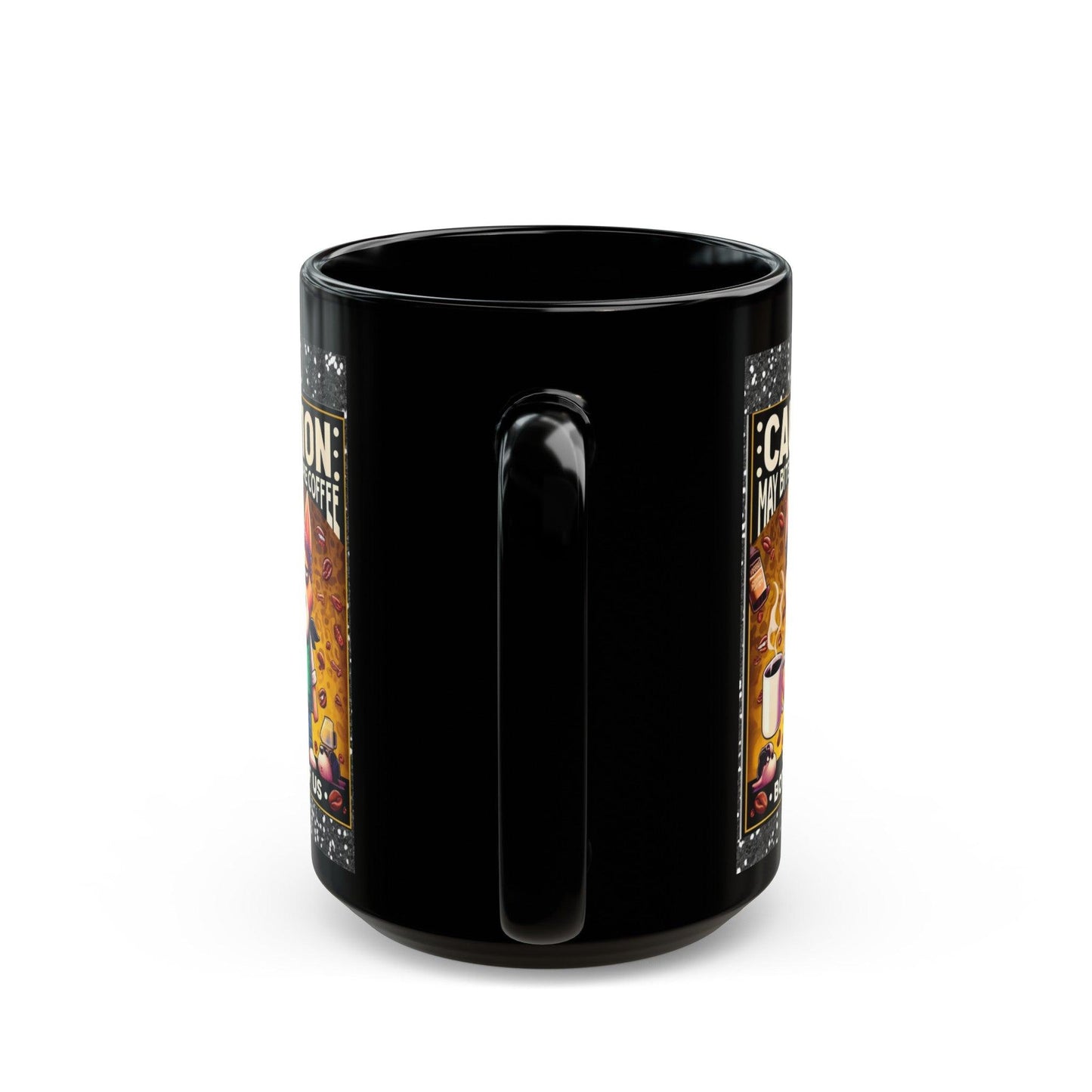 Caution: May Bite Before Coffee Black Mug ☕🐾 (11oz, 15oz)
