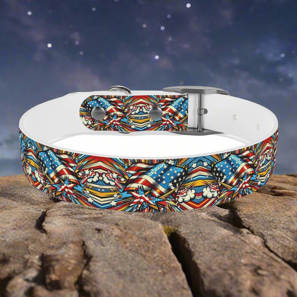 Patriotic Comic-Style Dog Collar πΊπΈ