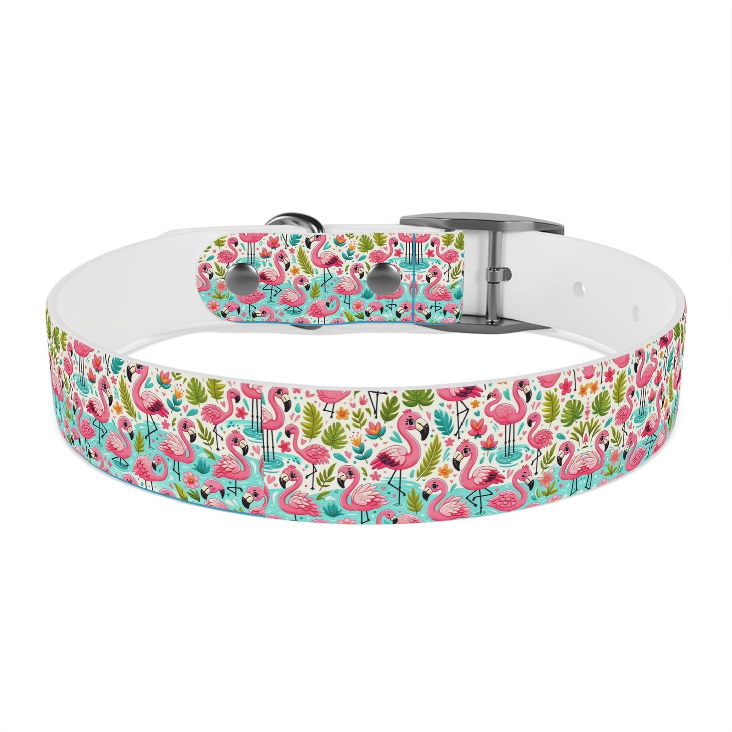 FancyFeather Flamingo Frenzy Dog Collar