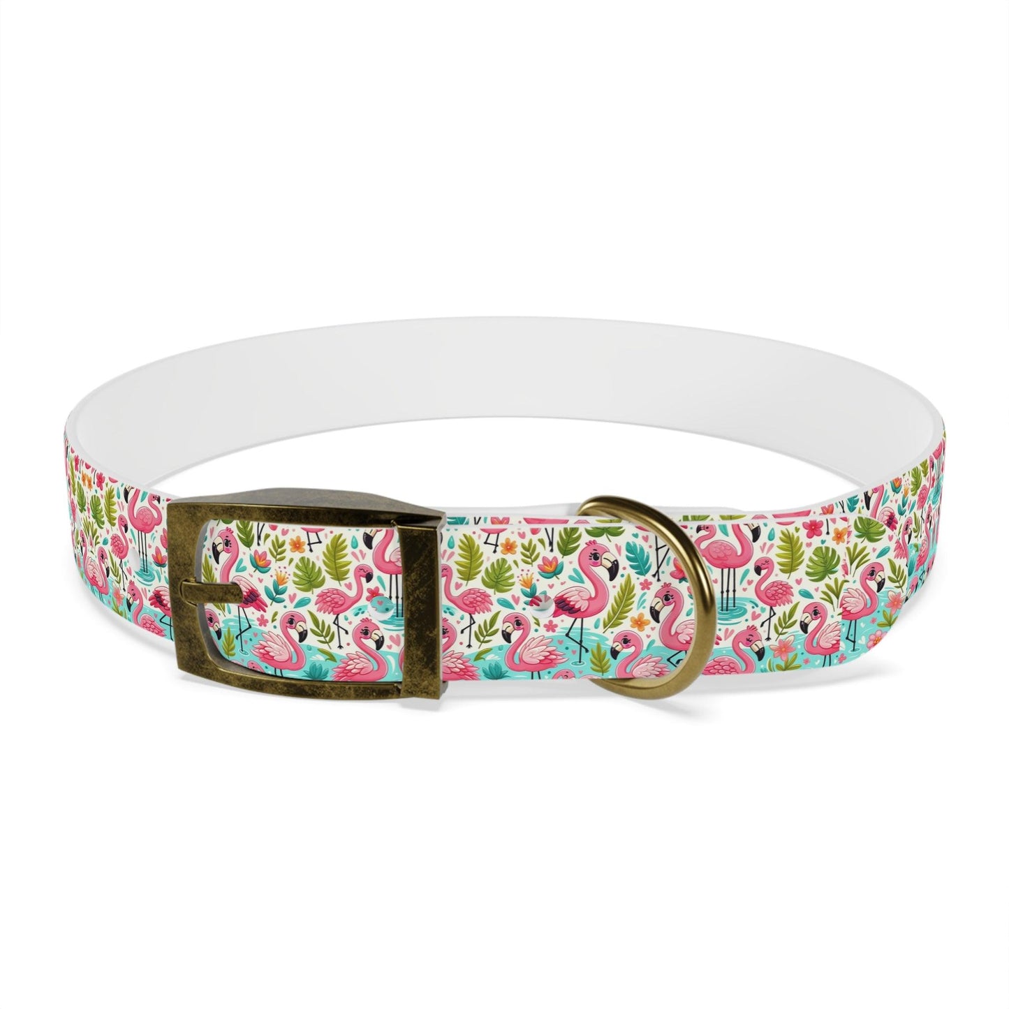 FancyFeather Flamingo Frenzy Dog Collar