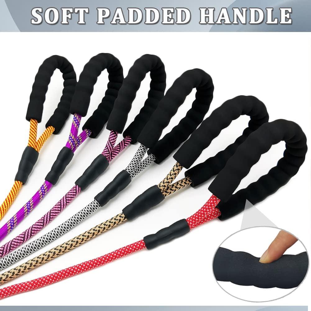 Heavy Duty Rope Dog Leash, 3/4/5/6/7/8/10/12/15 FT Nylon Pet Training Leash, Soft Padded Handle Thick Lead Leash for Large Medium Dogs (1/2" 6', Purple)