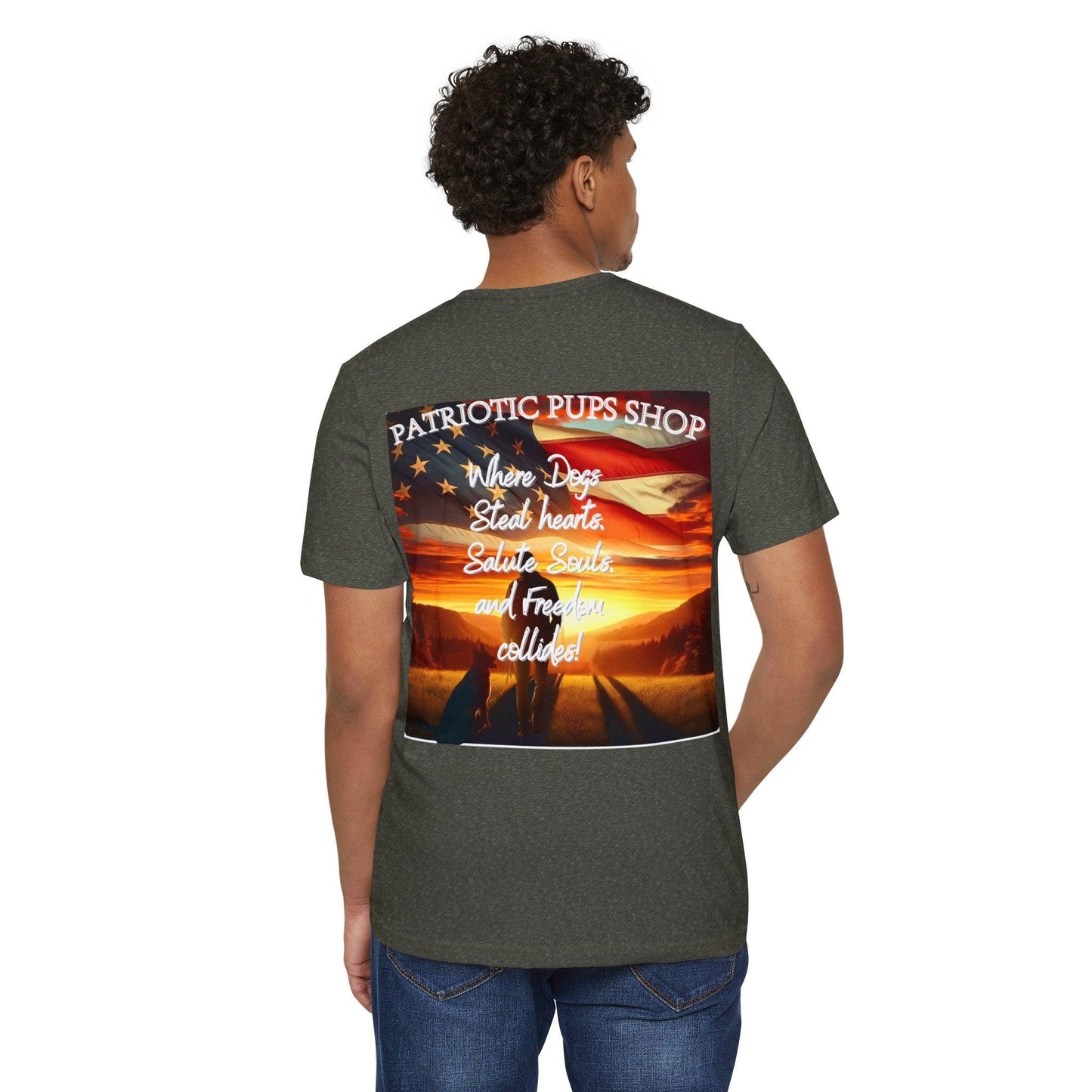 Patriotic Pups Slogan Recycled Organic T-Shirt 🇺🇸🌱
