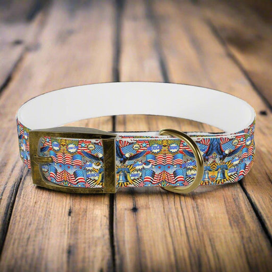 Retro Eagle & Liberty Bell Dog Collar